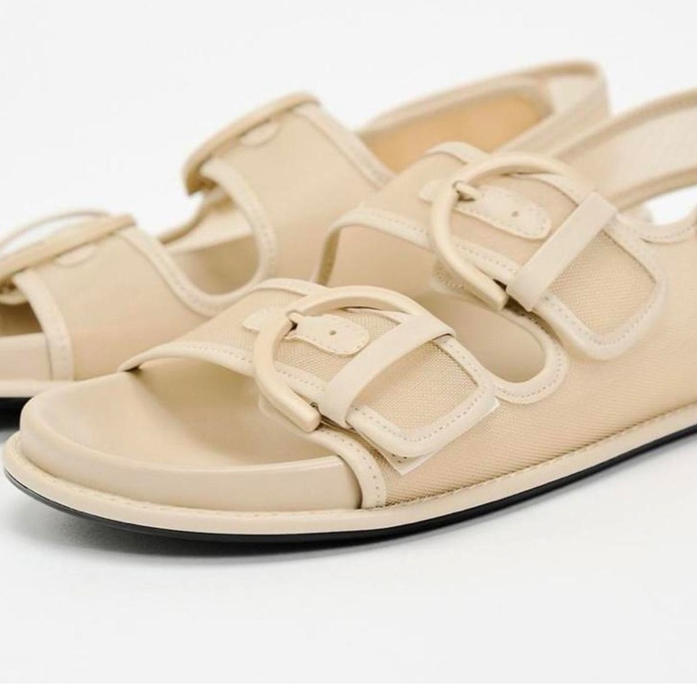 ZARA BUCKLED FLAT MESH SANDALS